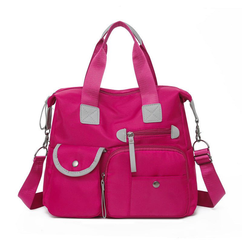 Large capacity waterproof nylon tote bag for women in Rose