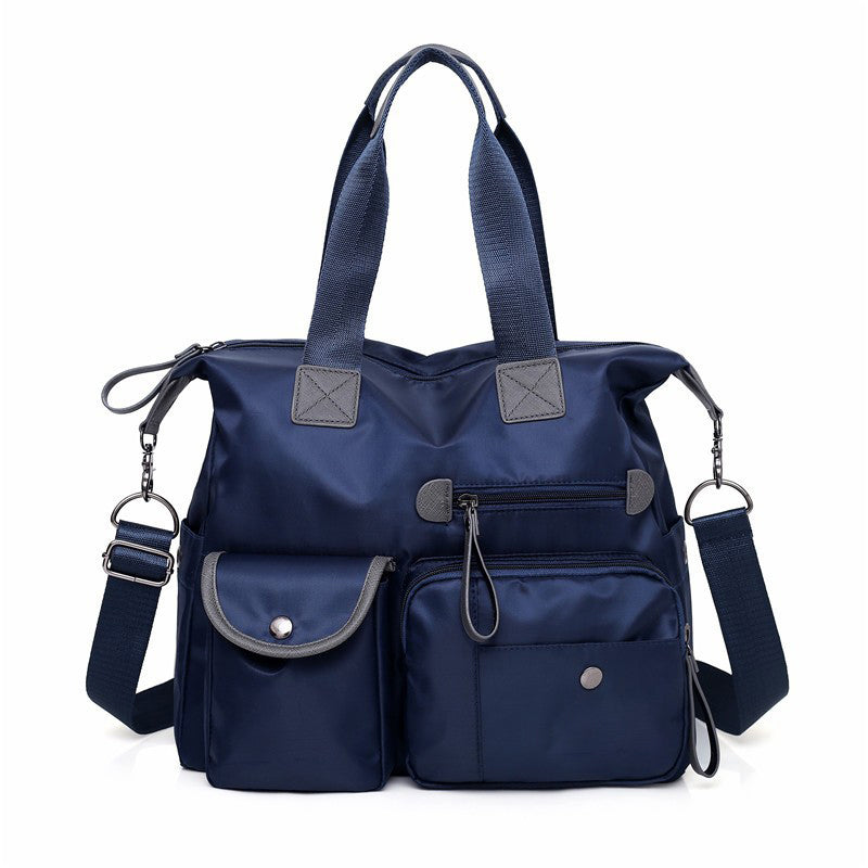 Large capacity waterproof nylon tote bag for women in Blue