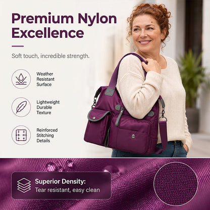 Large capacity waterproof nylon tote bag for women - features and styling