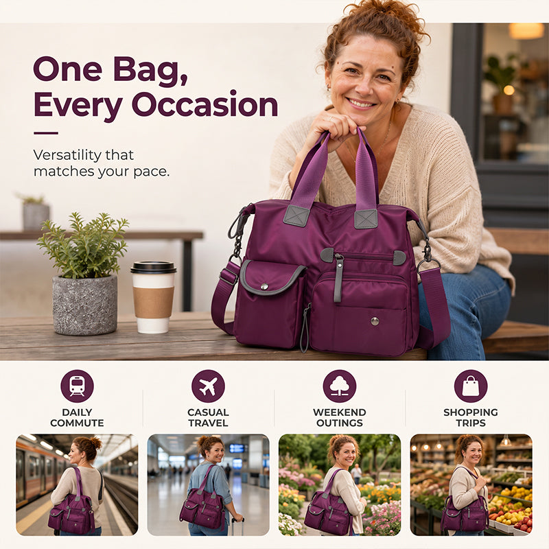 Large capacity waterproof nylon tote bag for women - features and styling