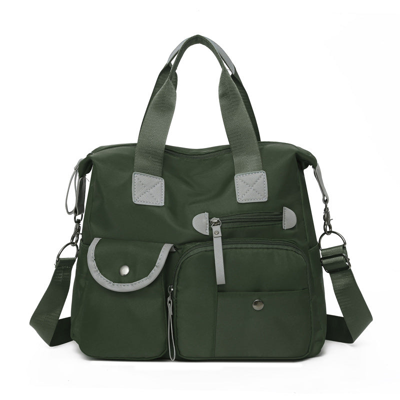 Large capacity waterproof nylon tote bag for women in Green