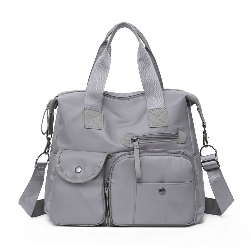 Large capacity waterproof nylon tote bag for women in Gray