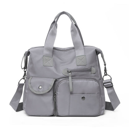 Large capacity waterproof nylon tote bag for women in Gray