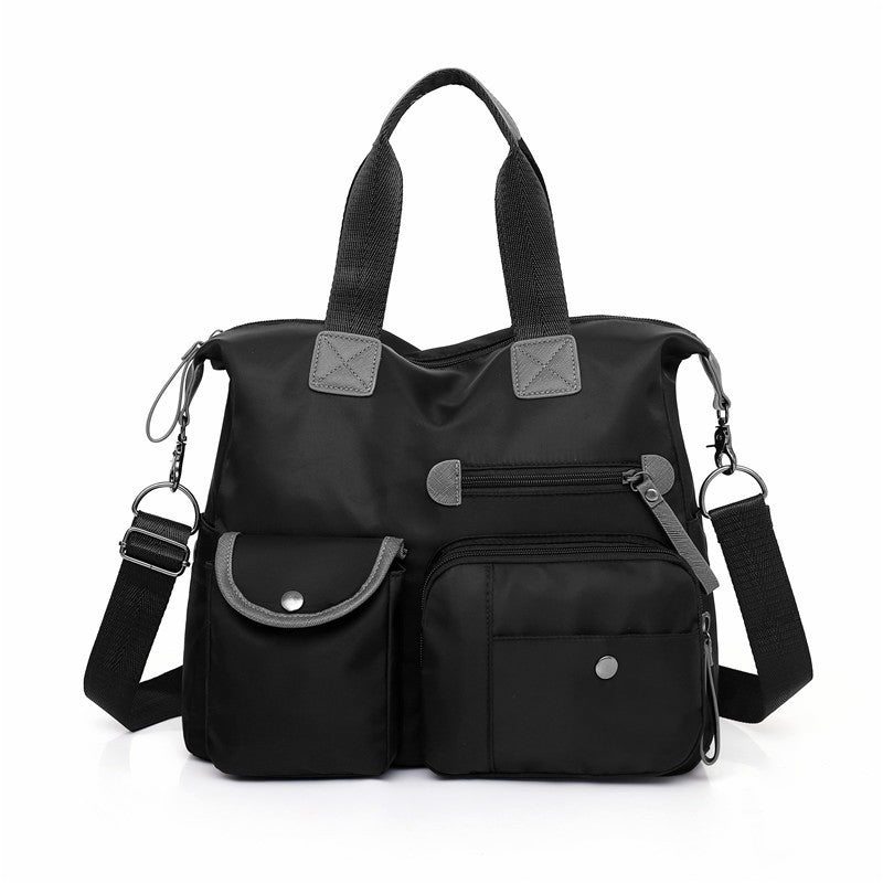 Large capacity waterproof nylon tote bag for women in Black