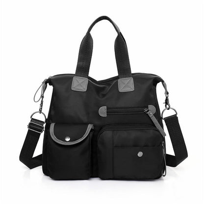 Large capacity waterproof nylon tote bag for women in Black