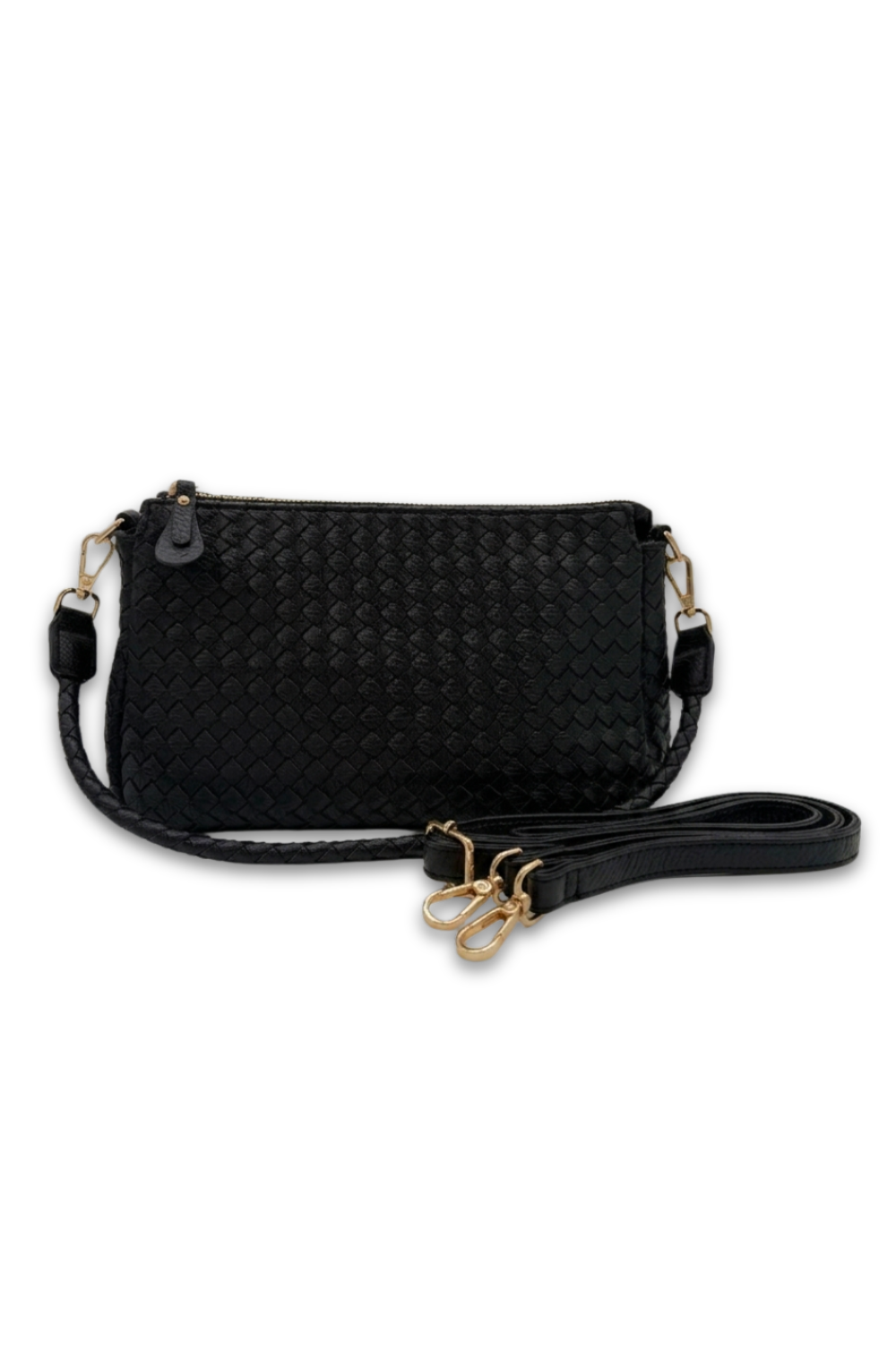 Elle Woven Crossbody bag in Black
