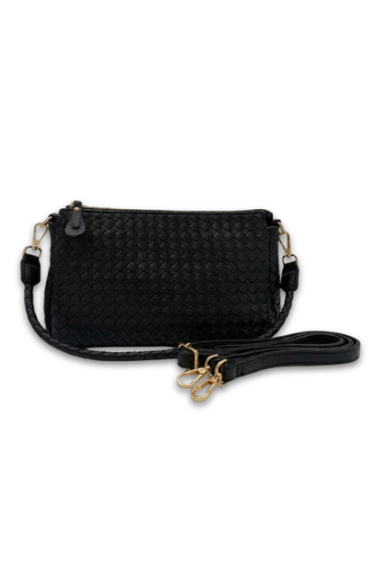 Elle Woven Crossbody bag in Black