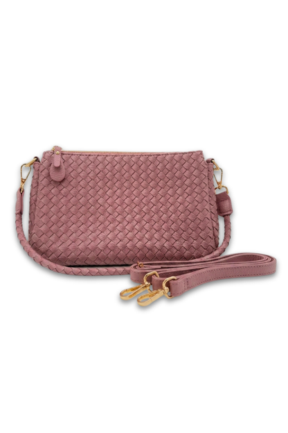 Elle Woven Crossbody bag in Mauve