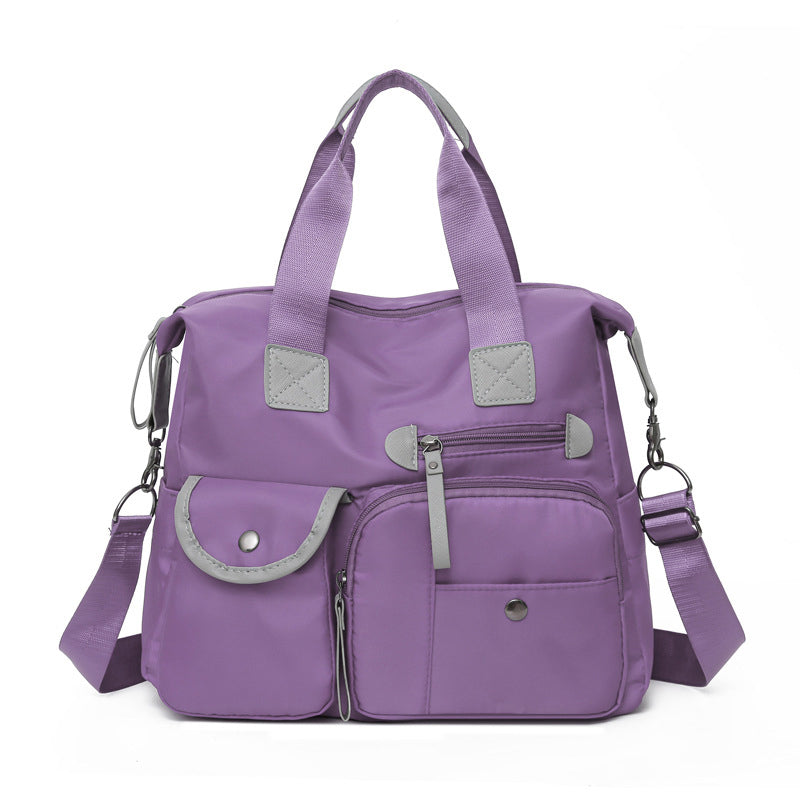 Large capacity waterproof nylon tote bag for women in Light Purple
