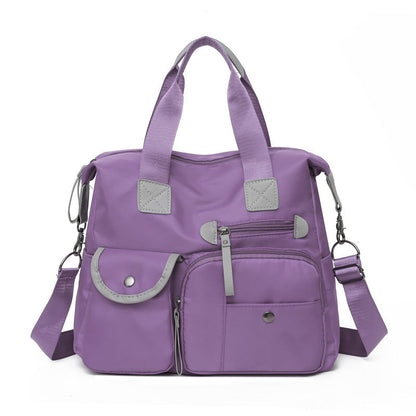 Large capacity waterproof nylon tote bag for women in Light Purple