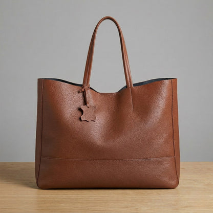 The Isla oversized leather shopper tote in Espresso Brown, front view